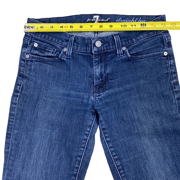 7 For All Mankind Straight Leg Jeans Low Rise, Medium Blue Wash - Picture 9 of 11
